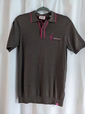 Scotch & Soda Men's Clay Brown Gray Pink Collar Short Sleeve Knit Polo Shirt